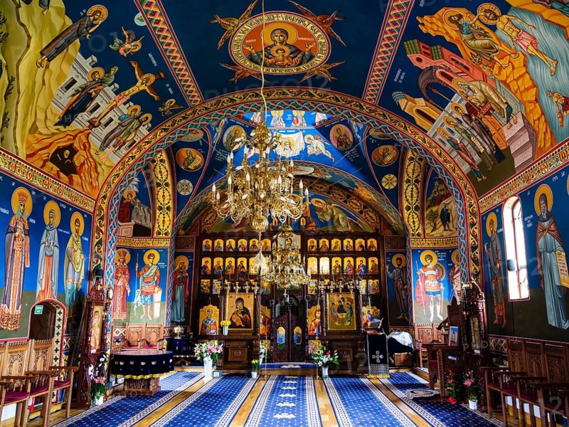 Interior of the church of the nunnery Manastirea Sf. Treime, Moiseni, Maramure?, Romania