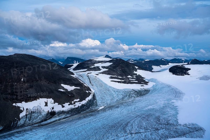 The Oarjep Ruohtesjiegna glacier, Sarek National Park, Laponia World Heritage Site, Norrbotten, Lapland, Sweden, August 2021
