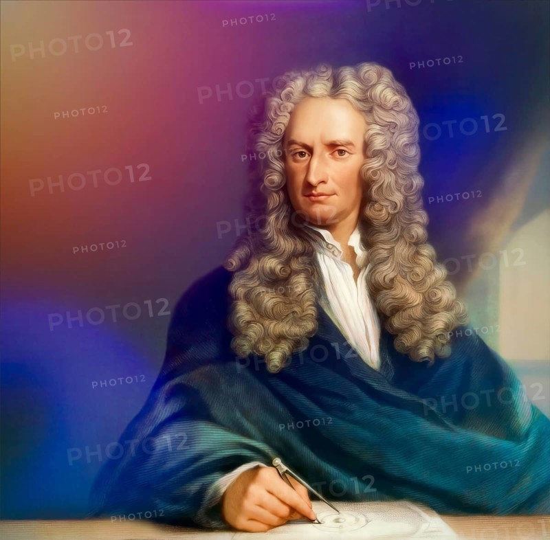 Sir Isaac Newton, 1642-1726, English physicist and mathematician, digitally edited based on a historical illustration