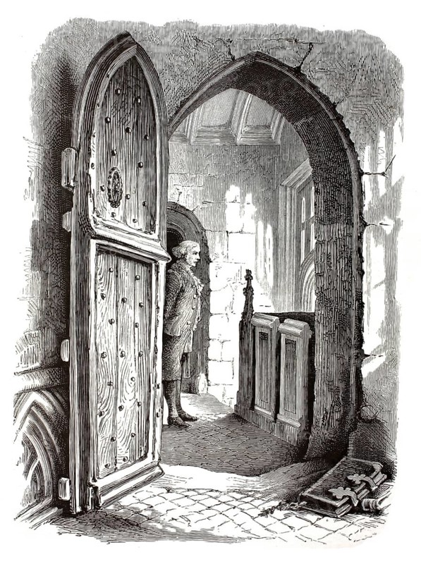 Side chamber in the church of Warwick, in the English county of Warwickshire in the United Kingdom, England, illustration, reproduction from a 19th century model. Authentic, file restored for optimal use, exact date of submission unknown, historical
