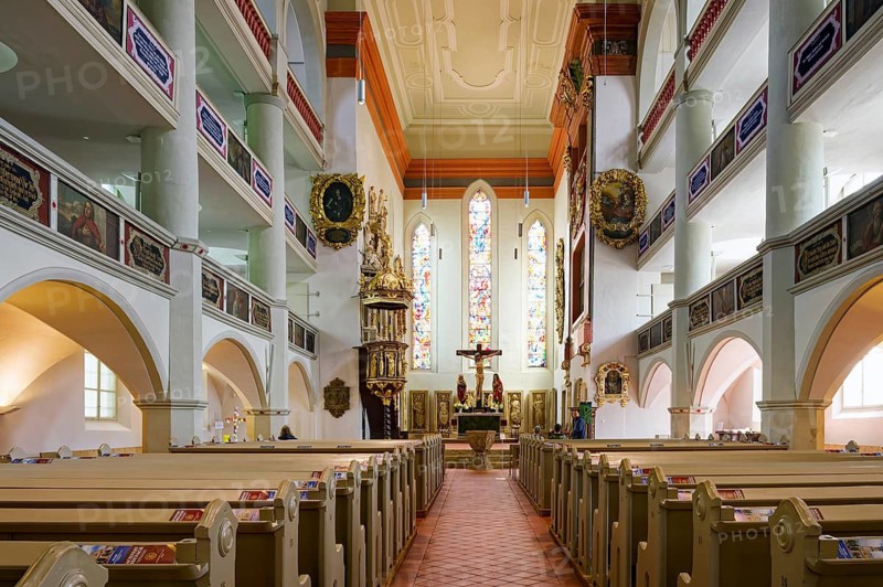 Georgenkirche am Marktplatz, baptism church by Johann Sebastian Bach, interior photo, Eisenach, Thuringian Forest, Thuringia, Germany