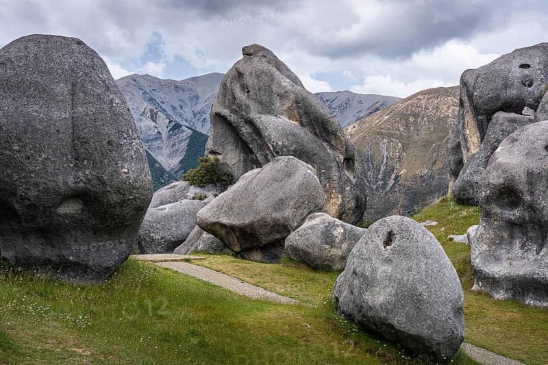 Limestone cliffs on Castle Hill (Kura Tawhiti) . Castle Hill, Canterbury South Island, New Zealand
