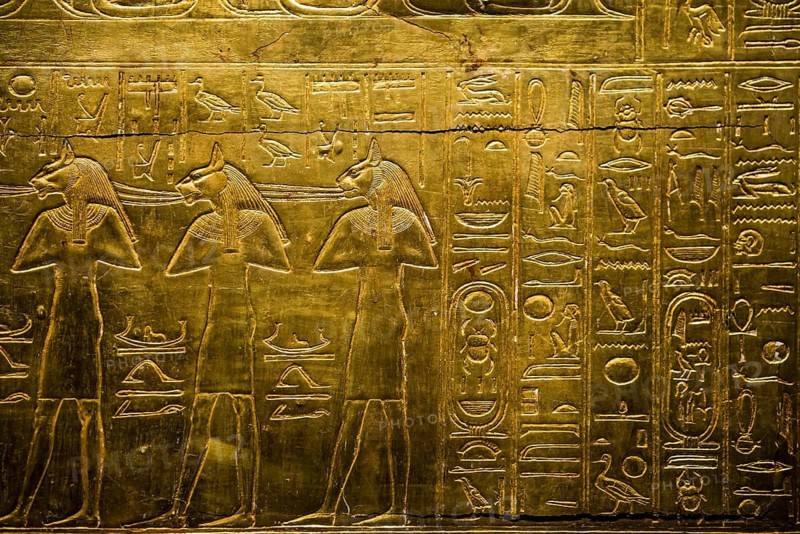 Pharaoh Tutankhamun's gold treasure, the Grand Egyptian Museum, Grand Egyptian Museum, GEM, Giza, Cairo, Egypt