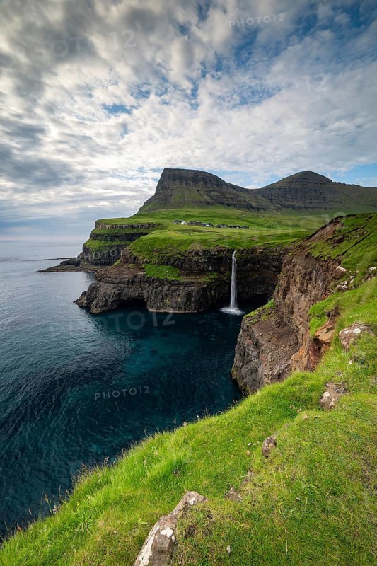 Mulafossur Waterfall, Gasadalur, Vágar Island, Faroe Islands, Denmark