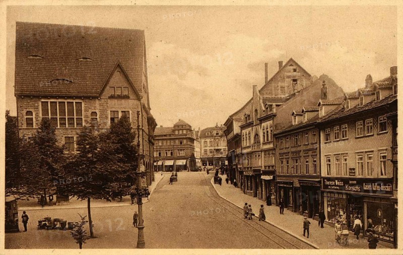 The Rautenstraße in Nordhausen in 1909, Thuringia, Germany, authentic reproduction of an old postcard, around 1910, historical, exact date unknown