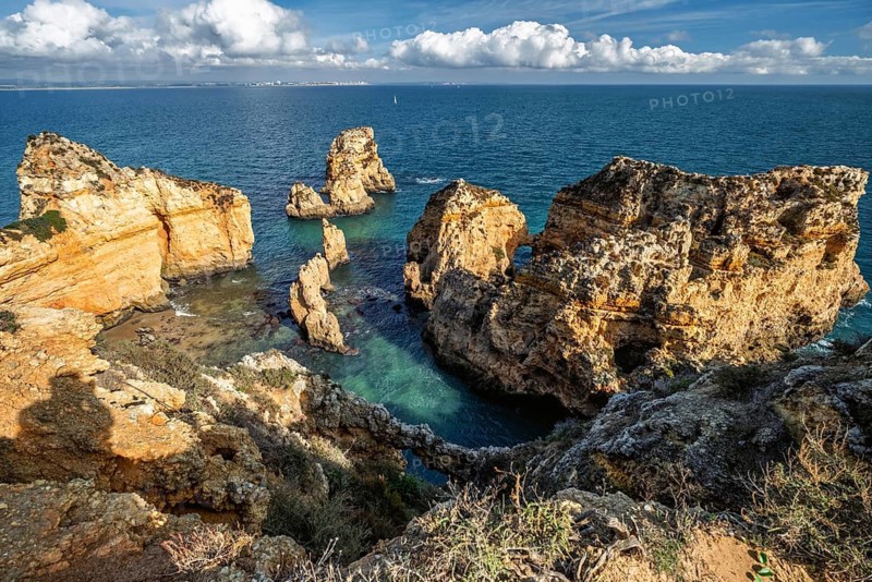 Top landscape of majestic Ponte da Piedade sea stacks and cliffs in Lagos, 038