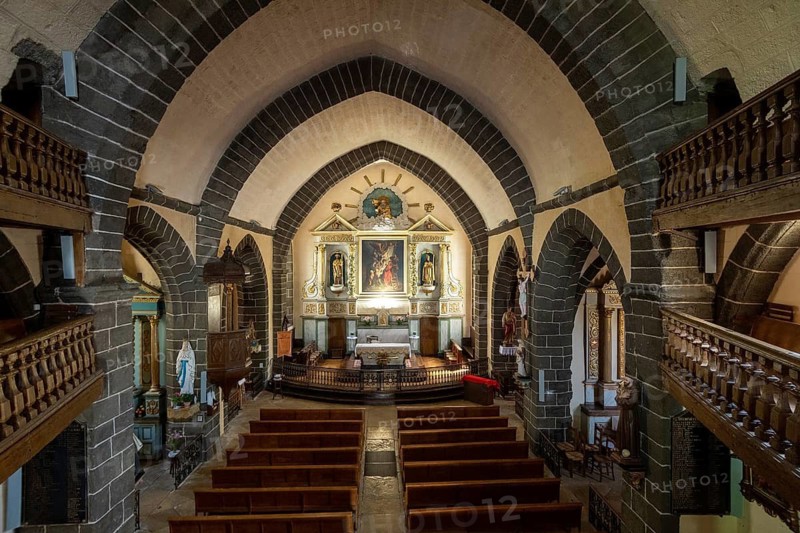 Saint Chely-d'Aubrac, Aubrac Regional Natural Park, interior of Saint Eloi Church, Aveyron department, Occitanie, France