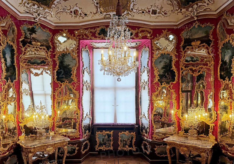 The Mirror Cabinet, historic rooms in the city palace, Baroque Quarter, Fulda, East Hesse, Hesse, Germany