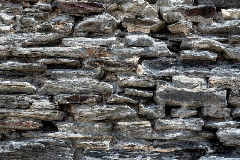Bricks made of weathered slate tiles, filling the format, Angers, Maine-et-Loire department, Pays de la Loire region, France