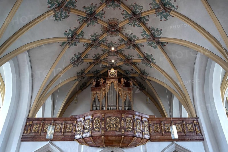 Organ gallery of the parish church of the Most Holy Trinity, founded in 1364, Kösslarn, Marktplatz 35, Lower Bavaria, Germany