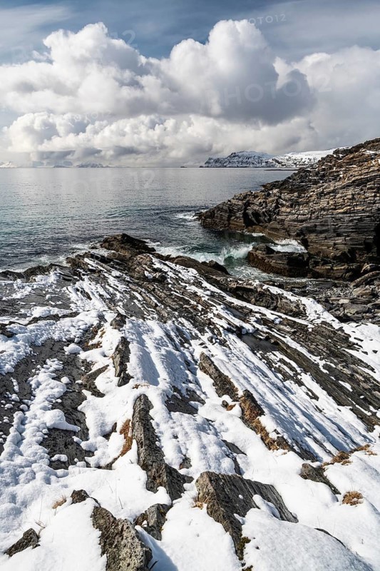 Rocky coast, Söröya, Barents Sea, Finnmark, Norway, May 2019