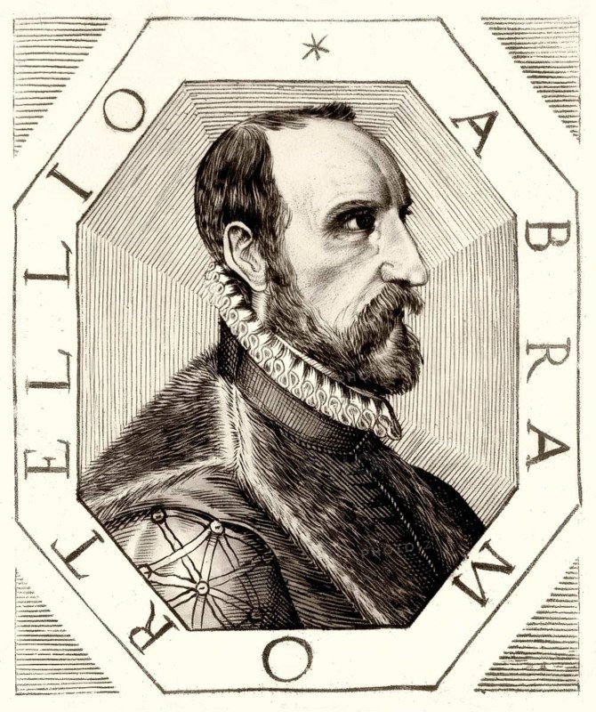 Abraham Ortelius, 1527 – 1598, Flemish scholar, cartographer, geographer and cosmographer, digitally edited based on a historical illustration