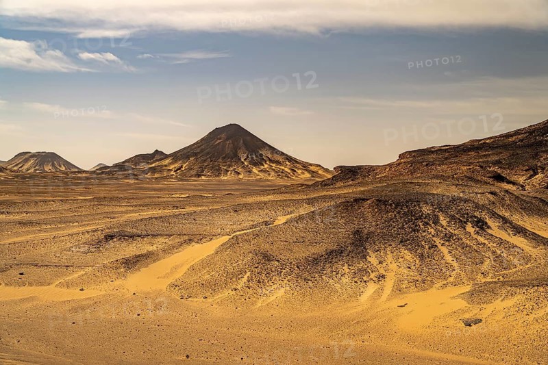 Black Desert landscape in the Egyptian part of the Libyan Desert, Egypt