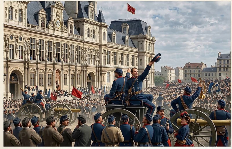 Proclamation of the Paris Commune, Proletarians of All Countries Unite, Marxism, Rebellion, Revolution, Historical Event, Historical Illustration, Digitally Edited