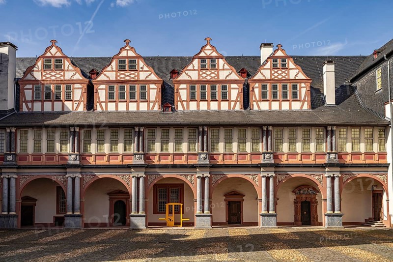 Arcade in the courtyard of Weilburg Castle, Hesse, Germany