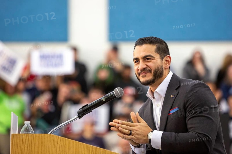 Detroit, Michigan - U.S. Senate candidate Dr. Abdul El-Sayed speaks at Senator Bernie Sanders 'Fighting Oligarchy' rally