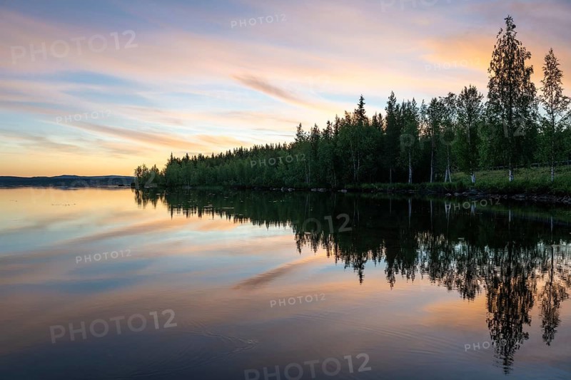 Cloud reflection in Lake Vajkijaure, Jokkmokk, Norrbotten, Lapland, Sweden, July 2025