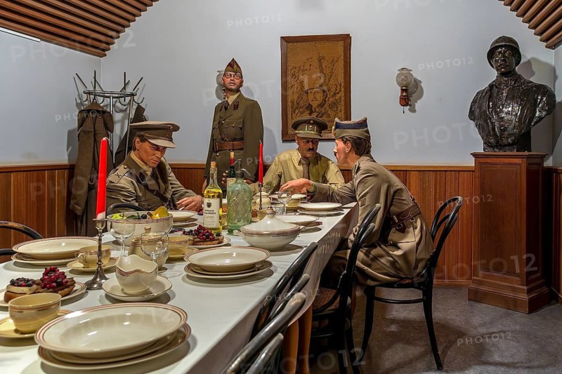 Wardroom, Officers' mess inside Fort Eben-Emael, Belgian WW2 fortress neutralized by German paratroopers during the Second World War Two in Belgium