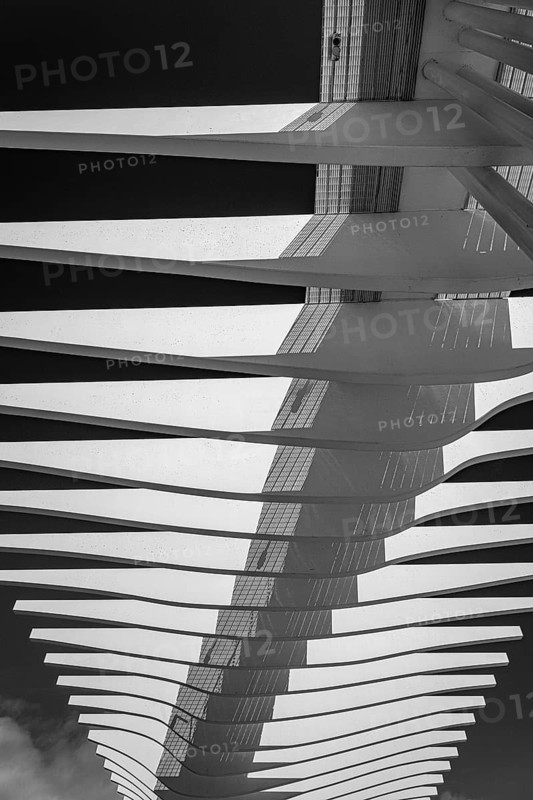 Architectural canopy in open space, painting