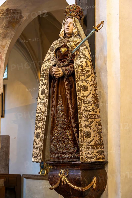 Seelige Irmengard Statue, Klosterkirche Münster Frauenwörth, Fraueninsel, Chiemsee, Upper Bavaria, Bavaria, Germany