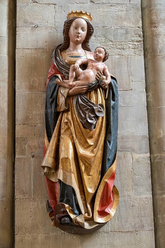 Madonna on a crescent moon with baby Jesus, St. Marien Church, Osnabrück, Lower Saxony, Germany