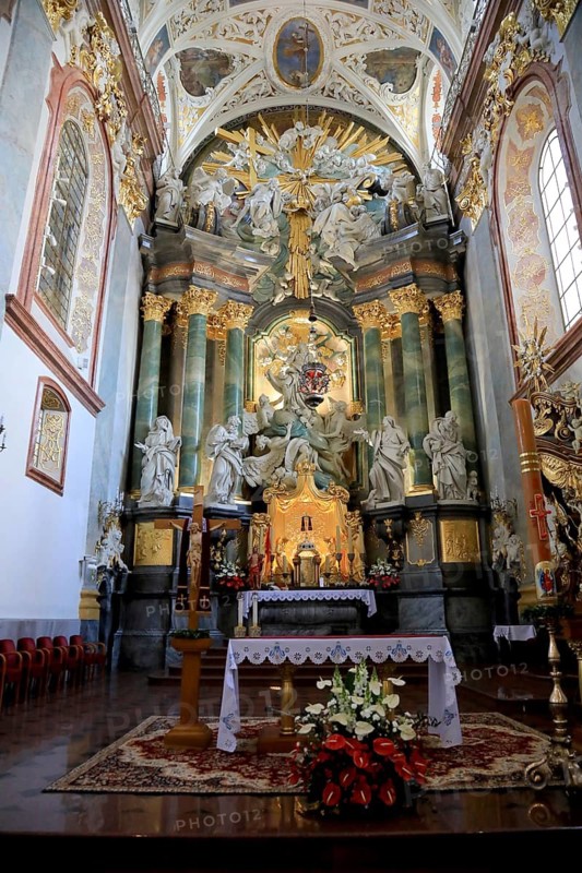 Nave and main altar in the Jasna Gora monastery basilica in Czestochowa, Poland