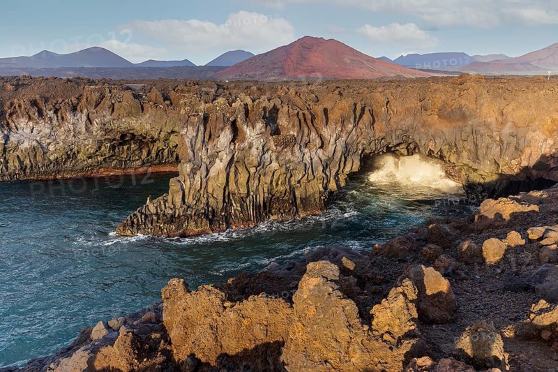Lanzarote, Canary Islands, Spain, Europe, Los Hervideros, rough volcanic rocks form impressive cliffs on the coast