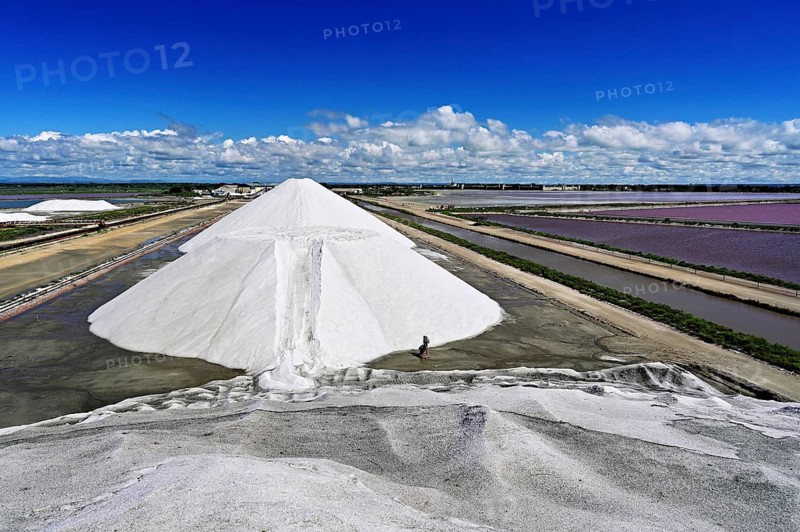 White salt cone, Salins du Midi, Aigues-Mortes, Camargue, southern France, France
