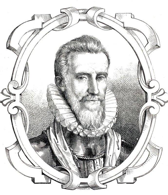 François de La Noue (1531–1591), known as Bras de Fe, ‘Iron Arm', was a famous Huguenot military commander and writer during the French Wars of Religion, an authentic, high-resolution reproduction from a 19th-century original, exact date of the depiction unknown, historical