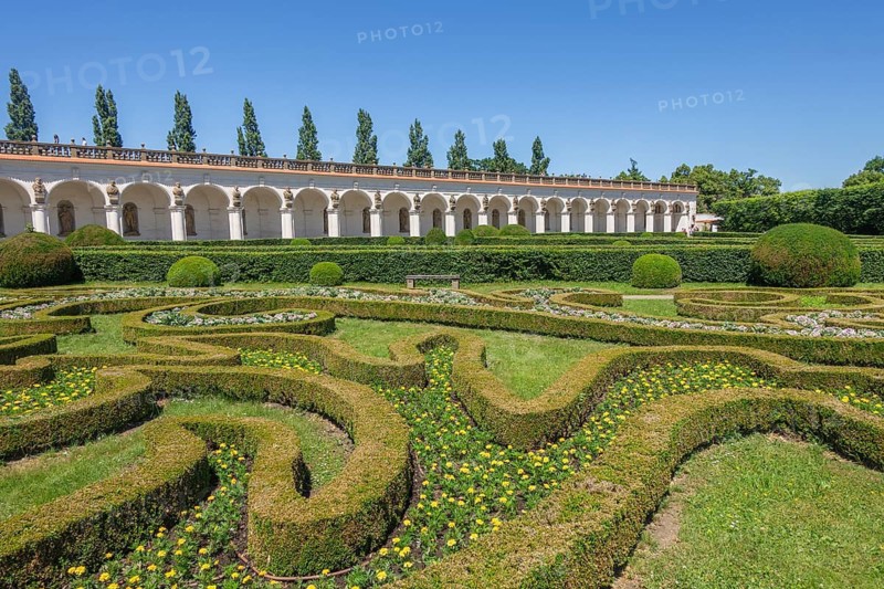 Flower garden behind the colonade, Kromeríž, Zlínský kraj, Czech Republic