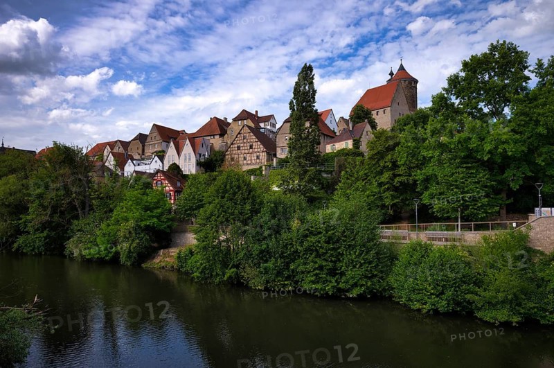 View of Obere Burg, Schochenturm, Altstadt, Besigheim an der Enz, Neckar, Baden-Württemberg, Germany