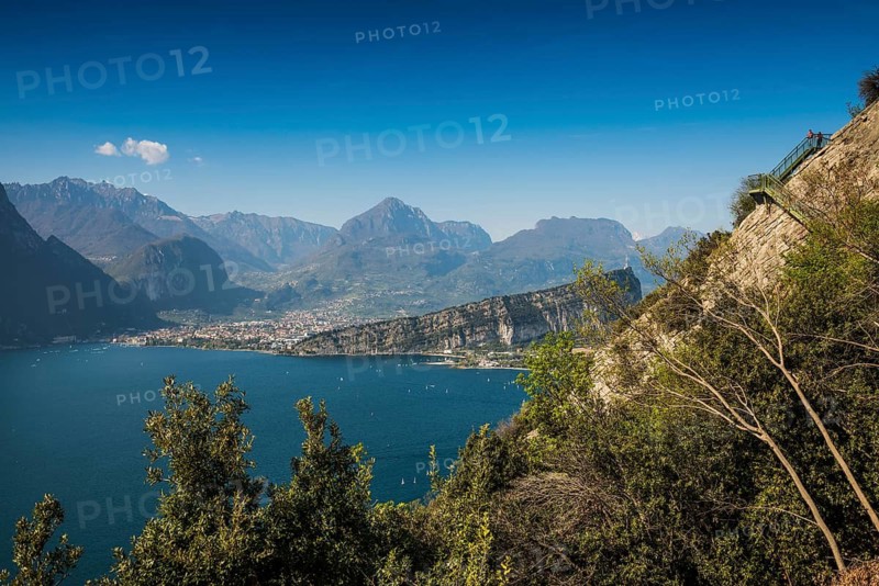 Panorama, Busatte Tempesta, hiking trail, Torbole, Lake Garda, Trento, Trentino-Alto Adige, Italy