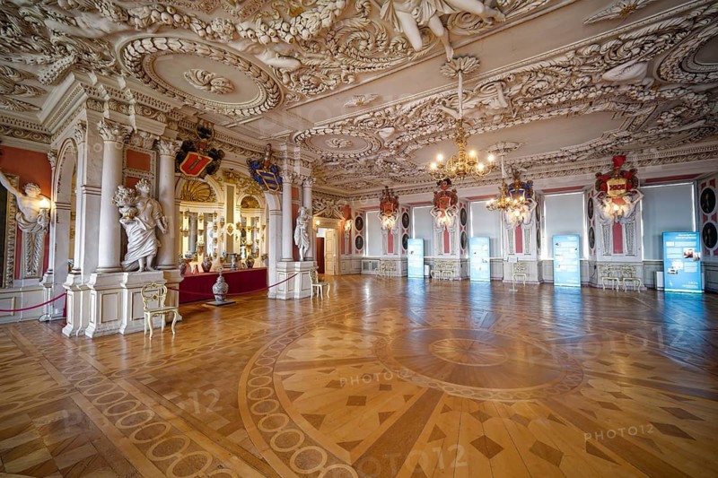 Panel room, ballroom, Friedenstein Castle, former residence of the Dukes of Saxe-Coburg and Gotha, early Baroque, Ernst the Pious, interior, old town, Gotha, Thuringia, Germany