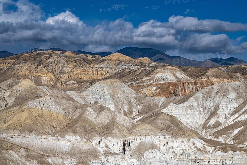 Multicolor mountain landscape, erosion landscape near Lo Manthang, Mustang, Upper Mustang, Himalayas, Nepal