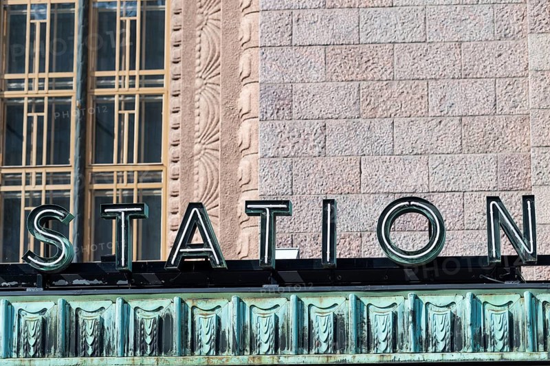 Letter station, entrance to Helsinki Central Station or Helsingin päärautatieasema, Finland