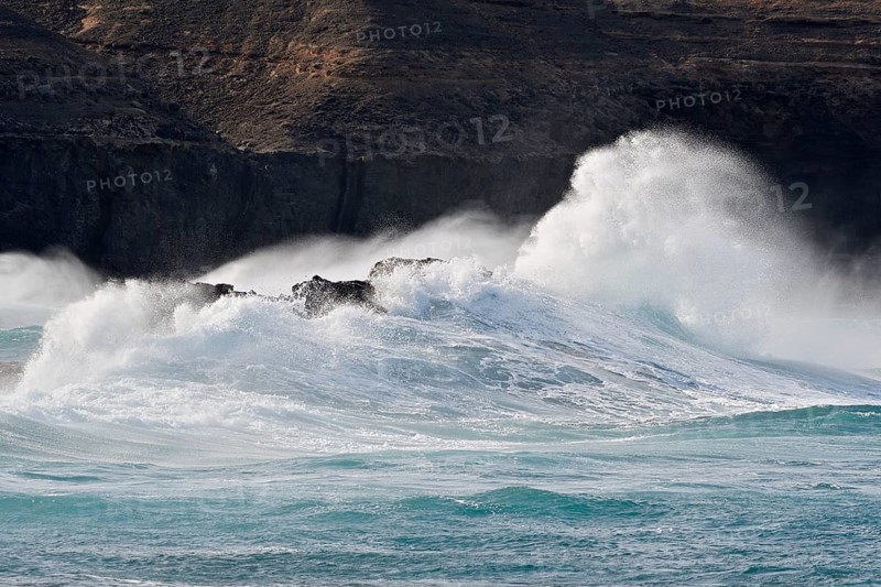Surf on cliffs, Ajuy, Fuerteventura, Canary Islands, Spain