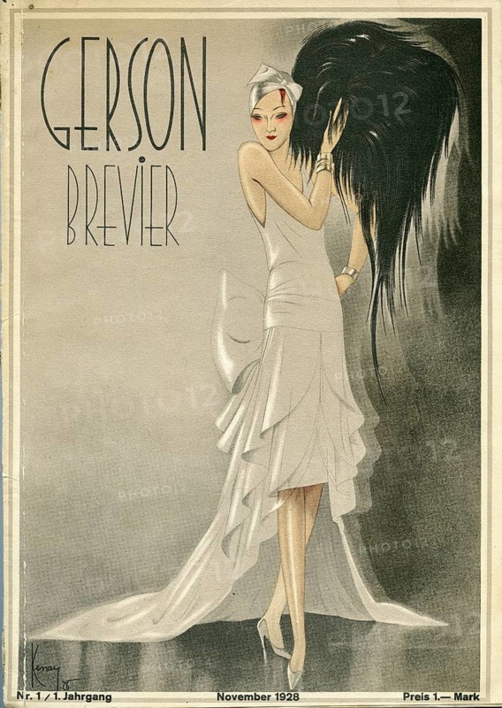 Gerson Brevier, elegant woman's fashion, Hermann Gerson fashion department store, Jewish, 1936 Aryanized, Werderscher Markt 5, twenties, luxurious, lavishly illustrated lifestyle and fashion magazine, cover photo with a stylishly dressed woman, artist Kernan, Osman Assaf Kenan, Reimann School, 1928