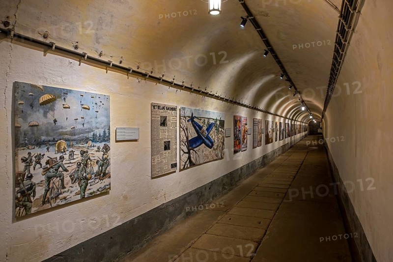Underground gallery, corridor at Fort Eben-Emael, Belgian WW2 fortress neutralized by German paratroopers during the Second World War Two in Belgium