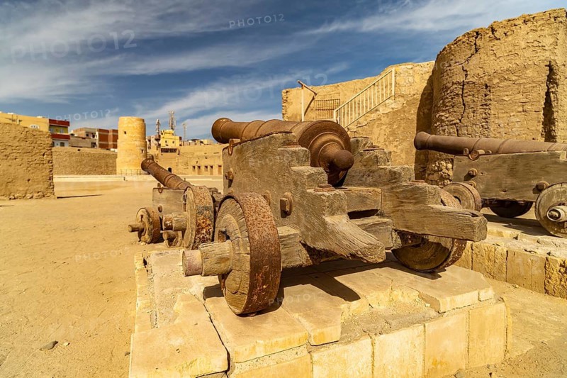 Cannons in the courtyard of Sultan Selim's Ottoman fort in Al-Qusair or El Quseir, Egypt