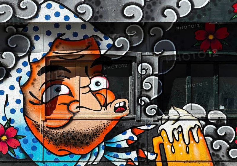 Streetart an der Studentenkneipe Gegenüber, Bielefeld, Ostwestfalen-Lippe, North Rhine-Westphalia, Germany