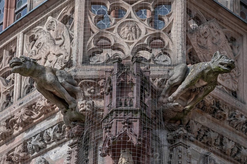 Gargoyles, no function at the Church of Our Lady, Hauptmarlkt, Middle Franconia, Bavaria, Germany