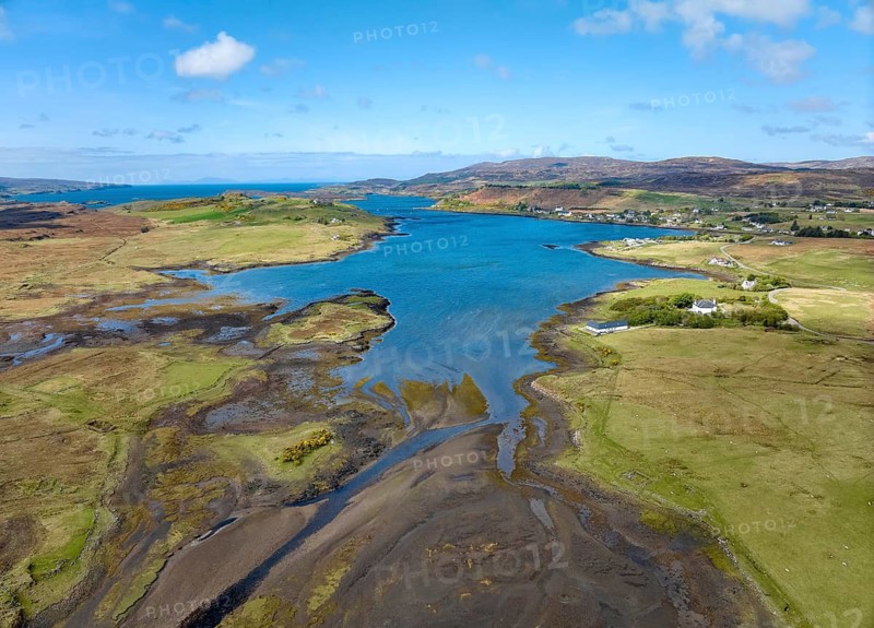 Aerial photo of ashoal bay near Kilmuir, Isle of Sky, Scotland, UKI