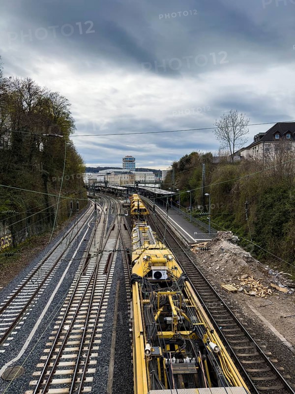General renovation of Deutsche Bahn on the Hagen Wuppertal Cologne line, rapid conversion machine for cleaning the track bed, Wuppertal, Germany