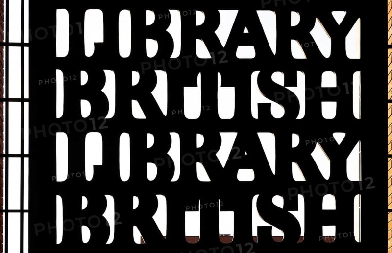Writing, entrance area, British Library or British Library, one of the most important research and universal libraries in the world, Euston Road, St. Pancras, Borough of Camden, London, England, Great Britain, Great Britain