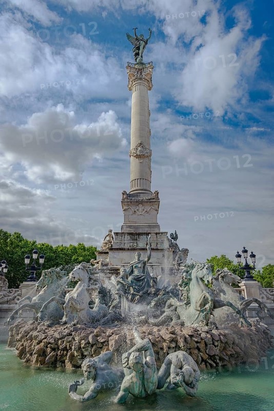 The historic fountain Monument aux Girondins on Place des Quinconces, Bordeaux, Gironde, France