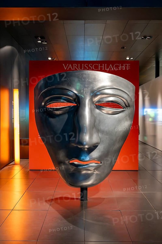 Roman mask, face mask, Varus Battle Roman Museum Kalkriese, Bramsche, Lower Saxony, Germany