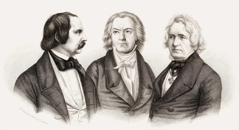 Ludwig van Beethoven, Wilhelm von Kaulbach und Christian Daniel Rauch, digitally edited based on a painting by M. Lämmel