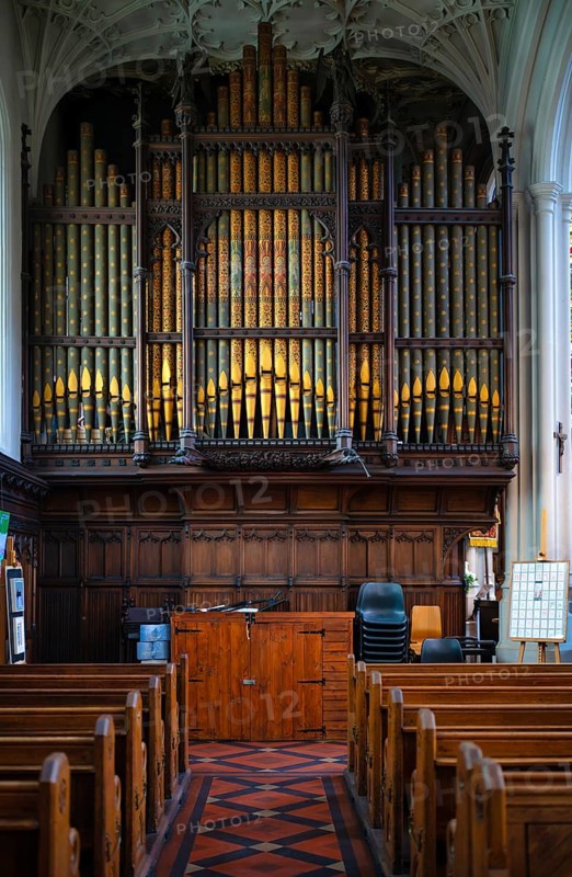 Organ interior view, St Mary Aldermary Church, City of London, London, England, Great Britain, Great Britain
