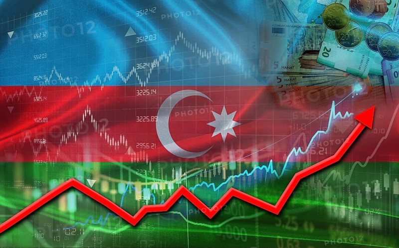 Azerbaijani economic growth on financial graph. Azerbaijan financial growth on market graph