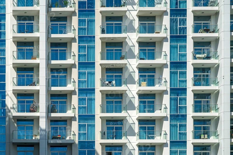 Apartment block with balconies, Dubai, United Arab Emirates, UAE